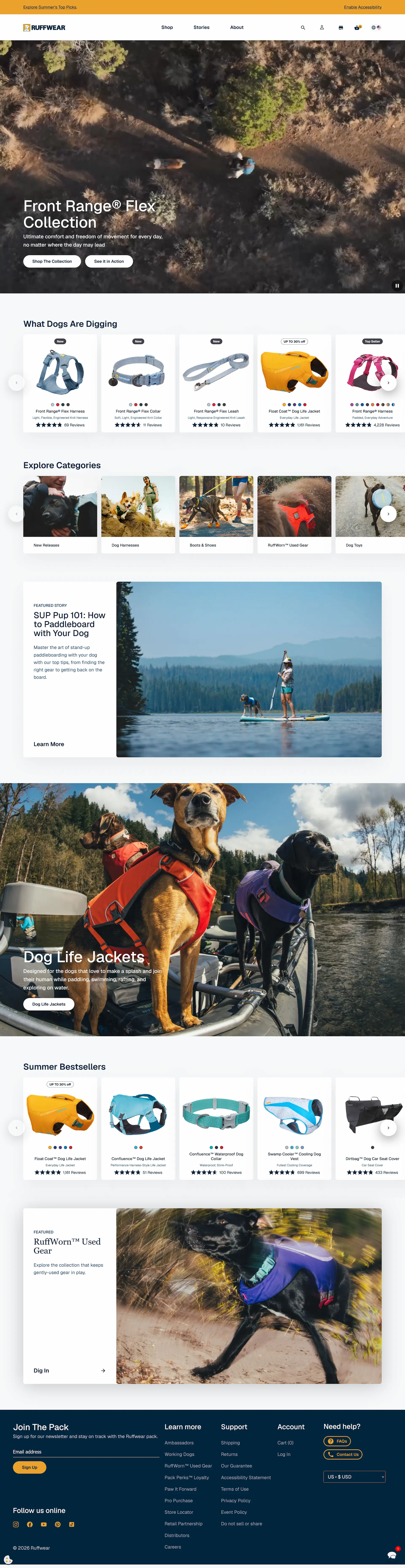 Ruffwear 官网截图 Ruffwear 官网截图